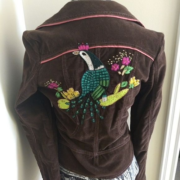 Miss Me Jackets & Blazers - Miss Me brown courderoy embroidered blazer